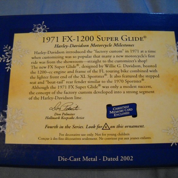 VINTAGE 2002 Hallmark Harley Davidson 1971 FX1200 Super Glide MIB - Picture 3 of 4